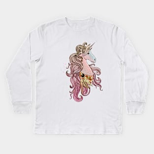 Beautiful unicorn in pink colors Kids Long Sleeve T-Shirt